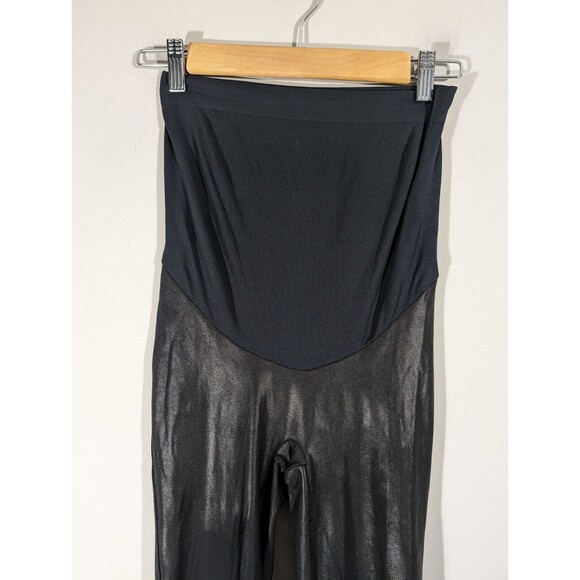 SPANX Leggings Women Small Maternity Black Faux Leather Full Panel - Picture 3 of 10